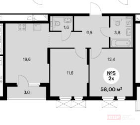 Квартира 61 м², 2-комнатная - изображение 1