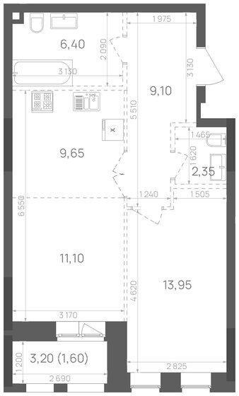 54,2 м², 1-комнатная квартира 12 742 309 ₽ - изображение 1