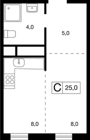 Квартира 25 м², студия - изображение 1