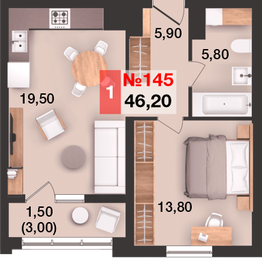 40,7 м², 1-комнатная квартира 5 862 000 ₽ - изображение 20