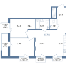 Квартира 67,4 м², 2-комнатная - изображение 3