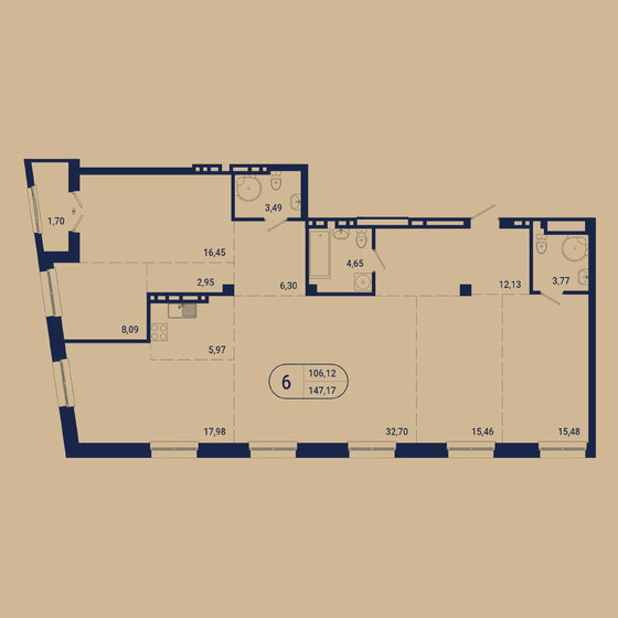 147,2 м², 6-комнатная квартира 49 469 796 ₽ - изображение 1