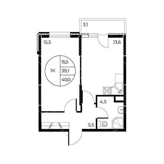 40 м², 1-комнатная квартира 6 552 000 ₽ - изображение 1