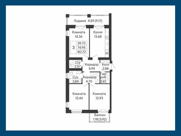 Квартира 80,7 м², 3-комнатная - изображение 1