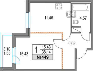 40,5 м², 1-комнатная квартира 8 800 000 ₽ - изображение 95