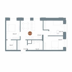 Квартира 61,2 м², 4-комнатная - изображение 1