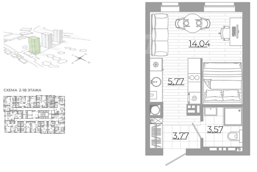 27,2 м², квартира-студия 3 620 000 ₽ - изображение 13