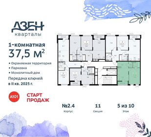 36,9 м², 1-комнатная квартира 7 100 500 ₽ - изображение 43