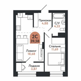 Квартира 39,6 м², 2-комнатная - изображение 1