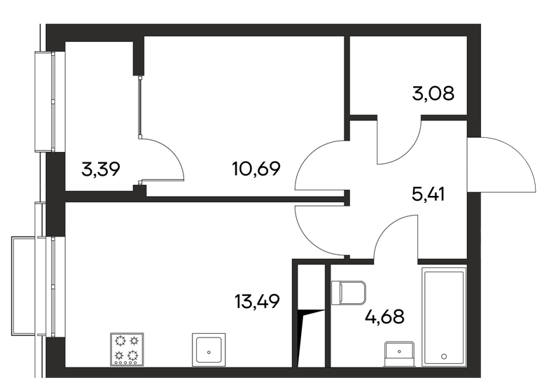 40,7 м², 1-комнатная квартира 5 907 300 ₽ - изображение 22