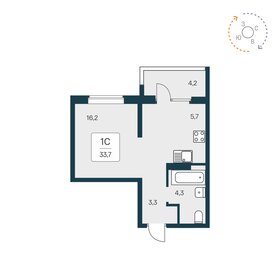 Квартира 33,7 м², студия - изображение 1