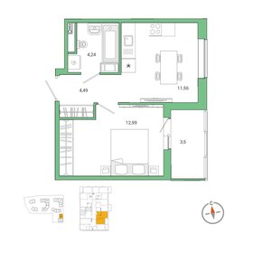 30,8 м², 1-комнатная квартира 7 200 000 ₽ - изображение 69