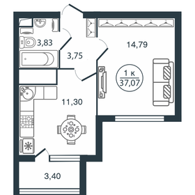 39 м², 1-комнатная квартира 4 999 000 ₽ - изображение 118