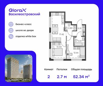 Квартира 52,3 м², 2-комнатная - изображение 1