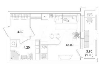 Квартира 28,4 м², студия - изображение 1