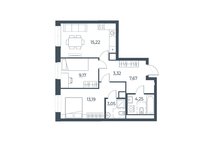 55,9 м², 2-комнатная квартира 11 380 000 ₽ - изображение 1