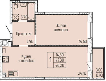 Квартира 48,5 м², 1-комнатная - изображение 1