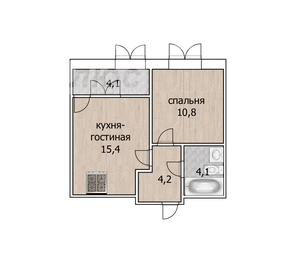 Квартира 38,6 м², 2-комнатная - изображение 1