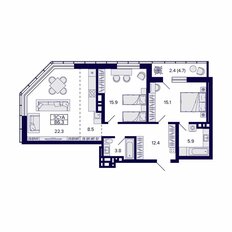 Квартира 86,3 м², 3-комнатная - изображение 2