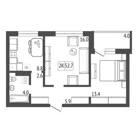 Квартира 52,7 м², 2-комнатная - изображение 2