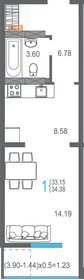 Квартира 34,4 м², 1-комнатная - изображение 1