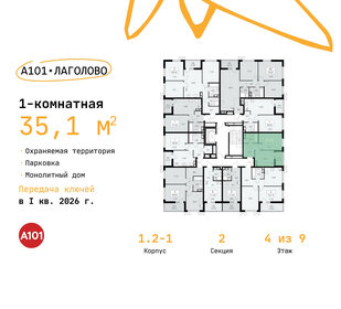 35,1 м², 1-комнатная квартира 4 527 001 ₽ - изображение 31