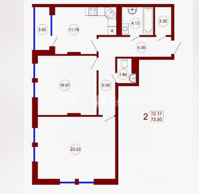 Квартира 73,9 м², 2-комнатная - изображение 1