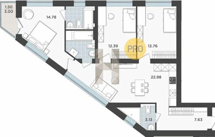 Квартира 82,3 м², 3-комнатная - изображение 1