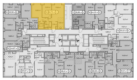 70,5 м², 3-комнатная квартира 26 990 000 ₽ - изображение 96