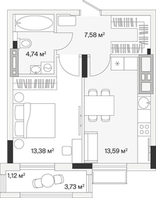 Квартира 40,4 м², 1-комнатная - изображение 1