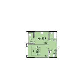 Квартира 38,7 м², 1-комнатная - изображение 1