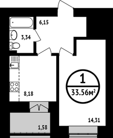 33,6 м², 1-комнатная квартира 4 497 040 ₽ - изображение 27