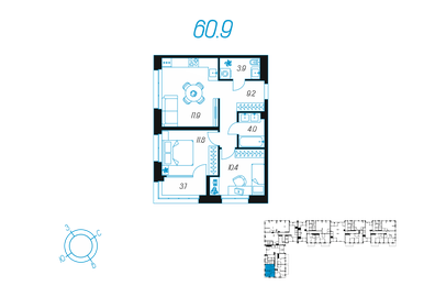 63,6 м², 2-комнатная квартира 9 274 338 ₽ - изображение 13