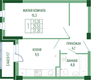 33,9 м², 1-комнатная квартира 5 627 400 ₽ - изображение 40
