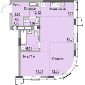 Квартира 64,9 м², студия - изображение 1