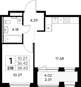 Квартира 38,4 м², 1-комнатная - изображение 1