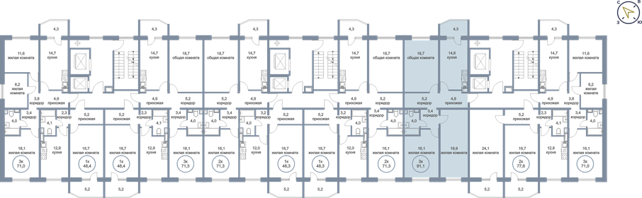 81,1 м², 3-комнатная квартира 9 360 000 ₽ - изображение 94