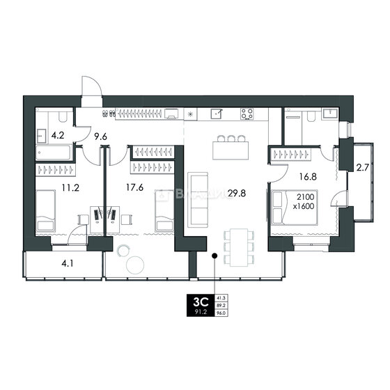 81,8 м², 3-комнатная квартира 12 092 800 ₽ - изображение 33