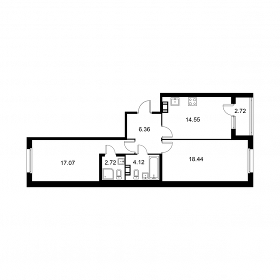 64,6 м², 2-комнатная квартира 9 886 860 ₽ - изображение 1