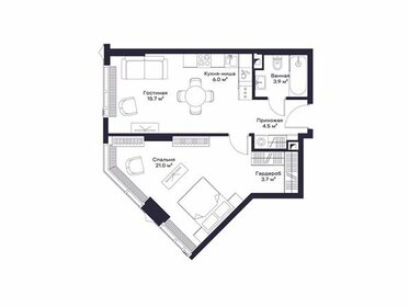 Квартира 54,6 м², 1-комнатная - изображение 1