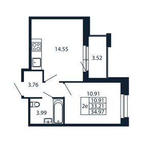 Квартира 35 м², 1-комнатная - изображение 4