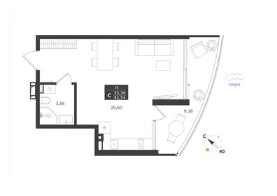 43,3 м², апартаменты-студия 13 430 360 ₽ - изображение 23