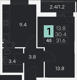 31,6 м², 1-комнатная квартира 4 442 960 ₽ - изображение 15