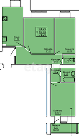 Квартира 71,3 м², 3-комнатная - изображение 1