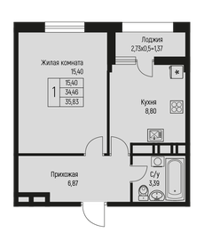 Квартира 35,8 м², 1-комнатная - изображение 1