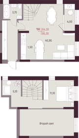 60,3 м², 1-комнатная квартира 10 846 800 ₽ - изображение 3