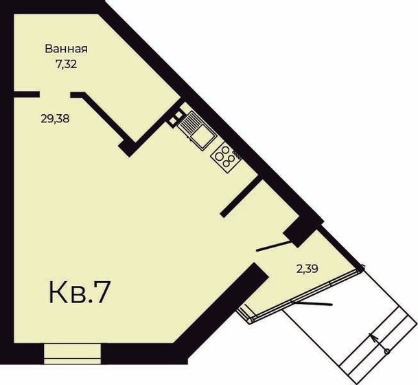 37,9 м², 1-комнатная квартира 4 169 000 ₽ - изображение 1