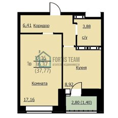 Квартира 37,8 м², 1-комнатная - изображение 1