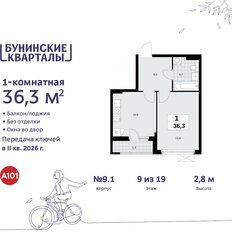 Квартира 36,3 м², 1-комнатная - изображение 3