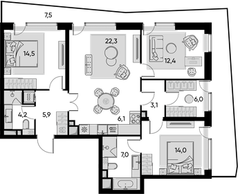 319,2 м², 5-комнатная квартира 178 517 792 ₽ - изображение 143